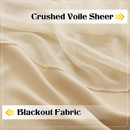 Nicetown Double-Layer Mix & Match Dressing Biscotti Beige Sheer Plus Blackout Curtains For Girls Bedroom/Living Room, Window Treatment Cortinas Para Sala (1 Pair, 95 Inchs, Tie Backs Included) #TOP5