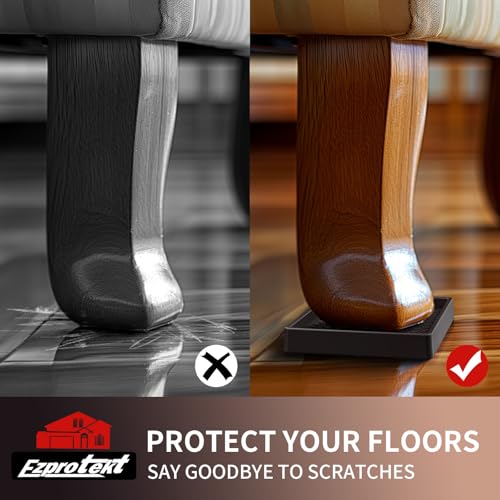 Image of Ezprotekt Non Slip Furniture Pads, 4 Pcs 2.5 inch Rubber Caster Cups, Anti Skid Furniture Coasters for Hardwood Floors, No Slide Furniture Gripper, Floor Protector for Bed Couch Furniture Stoppers (Brown)