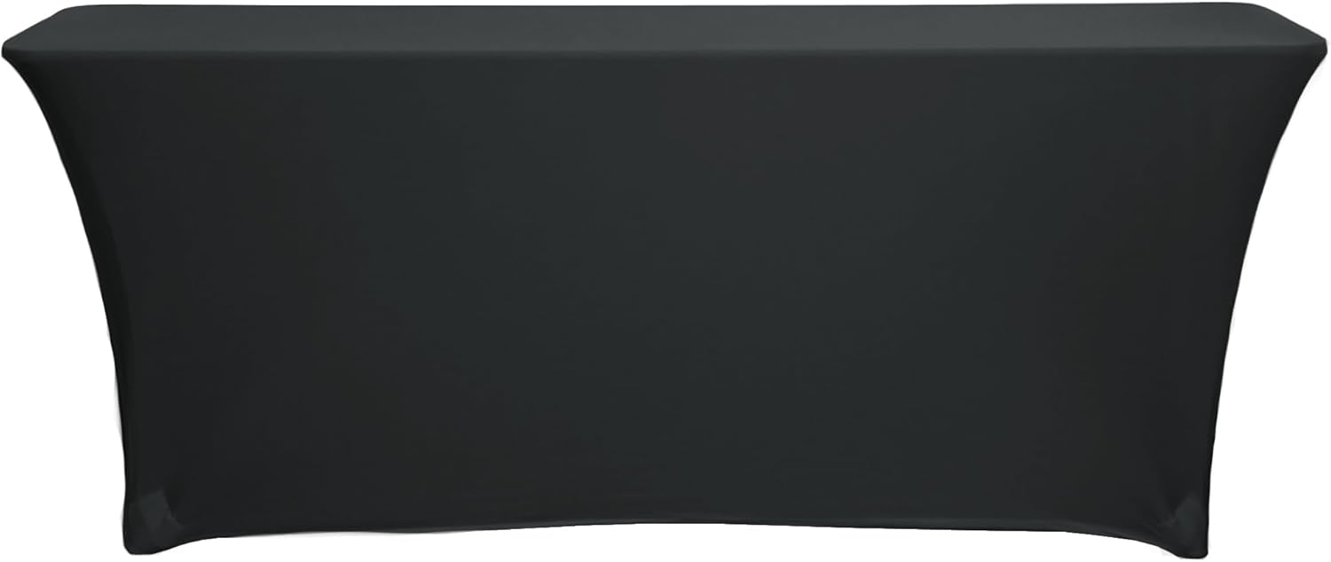 YOUR CHAIR COVERS - Spandex 6 Ft x 18 Inches, Narrow Classroom Standard Rectangular Training Stretch Tablecloth - Black