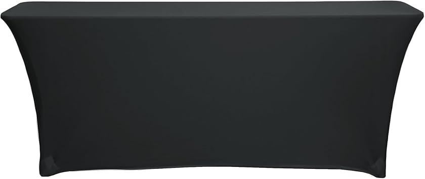 YOUR CHAIR COVERS - Spandex 6 Ft x 18 Inches, Narrow Classroom Standard Rectangular Training Stretch Tablecloth - Black