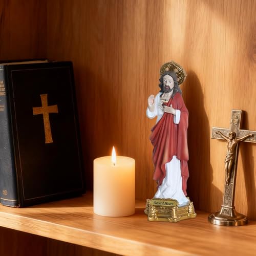Estatua de Jesús Sagrado Corazón 8.8 pulg para decoración interior miniatura 5