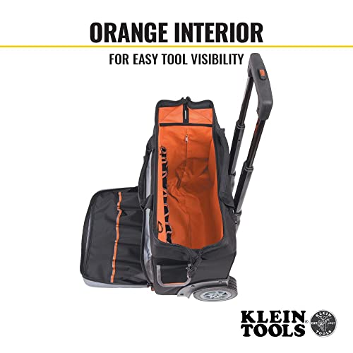 Klein Tools 55452Rtb Tool Bag, Water Resistant Tool Storage Organizer Rolls On Rugged 6-Inch Wheels, 24 Pockets, Load Tested To 200-Pound #TOP3