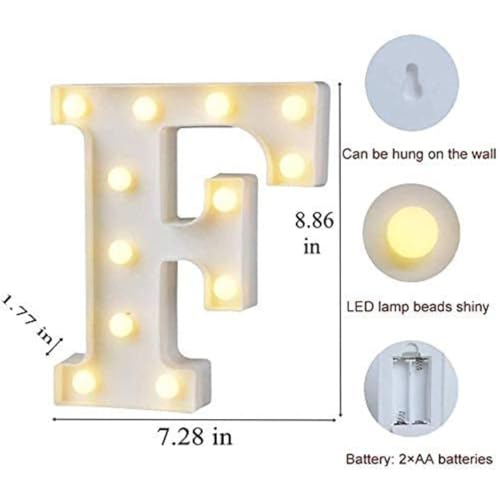 Image of Marquee F Alphabet Shaped LED Light Lamp | Decorative Wall Hanging for Birthday, Party, Wedding, Festive & Home Decor | Battery Operated Night Light (F)