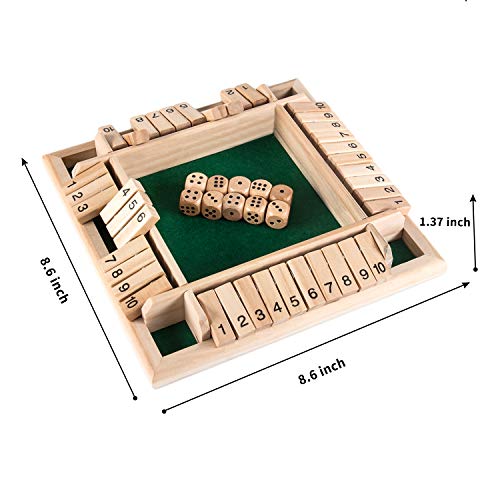 AMEROUS Juego Shut The Box de Madera 1-4 Jugadores miniatura 4