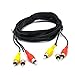 Padarsey RCA 10FT Audio/Video Composite Cable DVD/VCR/SAT Yellow/White/red connectors 3 Male to 3 Male