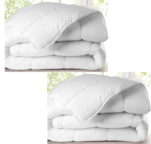 L22G Lot de 2 Couettes 220 x 240cm 380R/M² Enveloppe : 100% Polyester Blanc 100% Polyester Fibre Creuse Siliconée