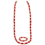 laan Fashion Necklae 1 Rows Womens Mens Orange 10mm Coral Bead Bracelet Earrings Jewerly Sets (01-13