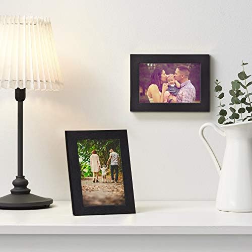 Alishomtll Picture Frame 10 x 15 cm with MDF Boards Black, Set of 5 Photo Frames Wooden Frame with Wood Grain for Hanging Stand for Multiple Pictures Wedding Christmas