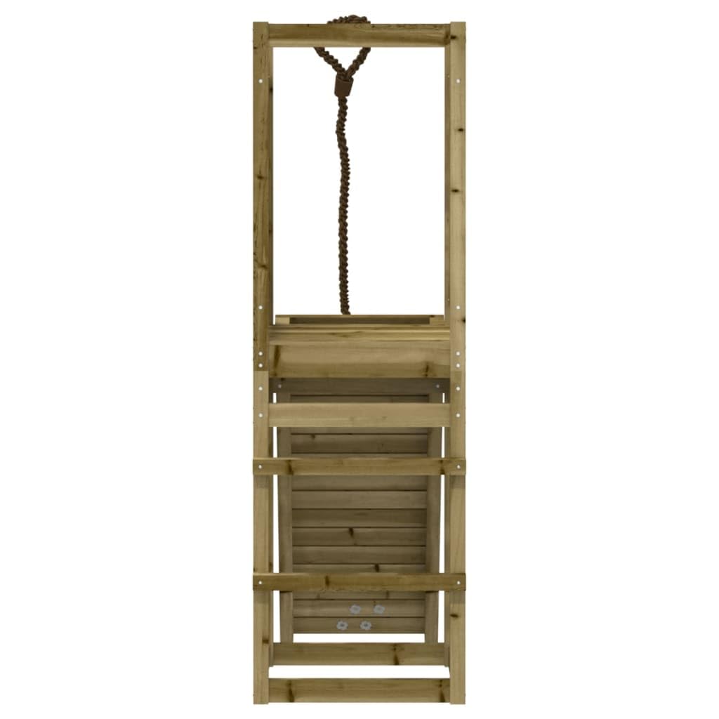 Wieża do zabawy ze ścianką wspinaczkową z drewna sosnowego impregnowanego ciśnieniowo 53 x 114 x 169 cm, zabawka ogrodowa z piaskownicą i podestem dla dzieci w wieku 3-8 lat, przygoda i