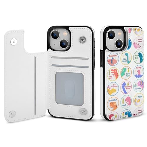 適用 iPhone15ProMax用ケース 手帳型 カラフル 各種な恐竜 英字 スマホケース カード収納 スタンド機能 アイフォン15ProMaxケース 耐衝撃 PUレザー カバー 財布型 Case