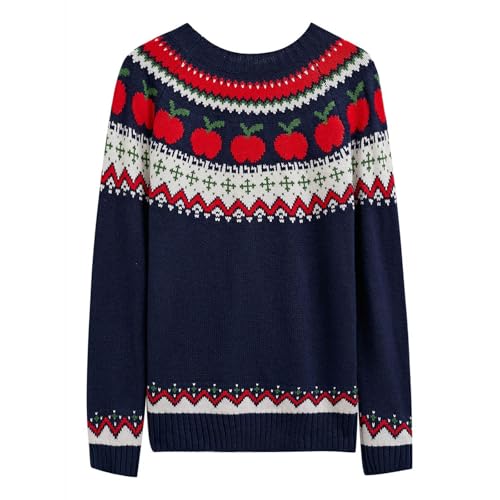 Image of CHICWISH Women Pumpkin Print Long Sleeves Knit Sweater Crewneck Casual Pullover Tops Fall Halloween Party Sweatershirt