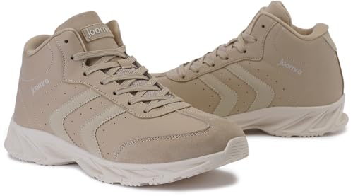 Joomra Tênis masculino estiloso de cano alto inspirado no atletismo, X66 | Cáqui, 44