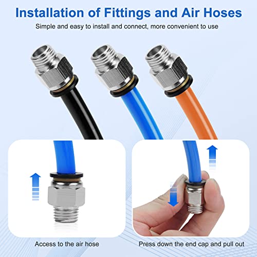 Cnaodun 10 Pcs Push To Connect Fittings 3/8 Inch Tube Od X 1/4 Inch Npt Thread Pneumatic Male Straight Quick Connect Air Line Fittings thumb #4