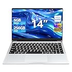 14 Pulgadas Ordenador Portátil Juegos N4000 Procesador, 6GB LPDDR4 RAM 256GB SSD, WIN 11 PC Portátil Ideales Para Trabajar y Estudiar, 180° Apertura cierre WiFi 2.4/5G USB3.0 HDMI Plata Laptop