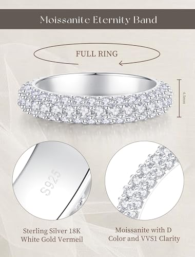 Moissanite Eternity Ring for Women D Color VVS1 Clarity Wedding Ring S925 Sterling Silver 18K White Gold Plated Genuine Moissanite Promise Wedding Band2