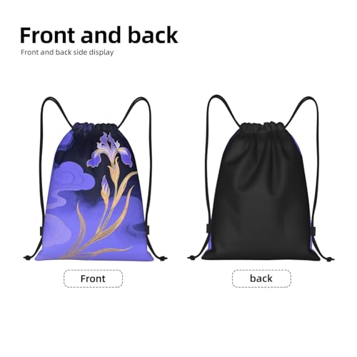 Floral Gold Dark Purple Drawstring Bags Gym Sport Sack Dance Yoga Bag3
