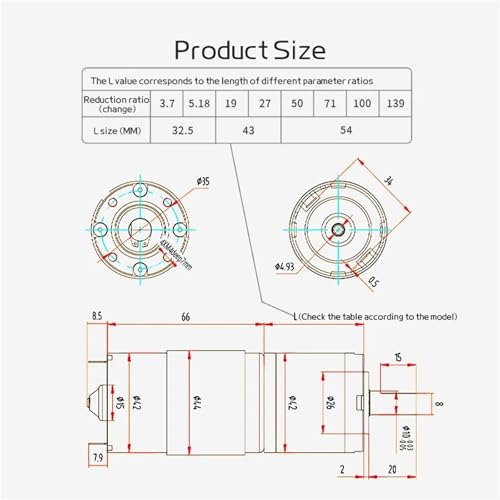 Engrenage planétaire 24V réversible à forte réduction et bas RPM