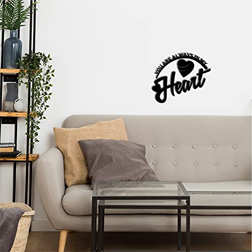 Image of eCraftIndia inchYou Are Always In My Heart Love Quote Black Black Engineered Wood Cutout Wall Art Decor - Ideal Gift For Loved Ones, Wife, Husband - Romantic Wall Hanging For Bedroom Or Living Room