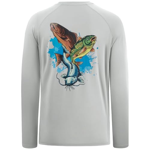 Chemise de pêche manches longues homme motif poisson respirant UPF50+