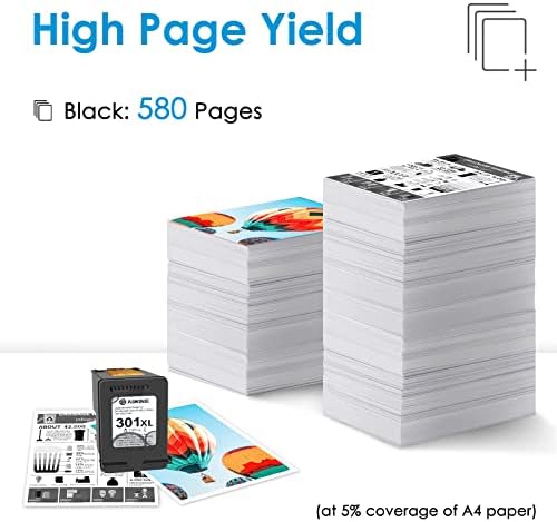 301XL Ink Cartridges Black High Yield, 301 Ink Cartridges Remanufactured for HP 301 XL Single Pack for HP Envy 4500 5530 5532 4502 DeskJet 1000 1010 2540 2050 1050 3050 OfficeJet 2620 4630 Printer