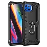 KERUN Funda para Motorola Moto G 5G Plus Carcasa con 360 Grados Anillo, Híbrida Rugged Armor Absorción Protección Bumper Cover Antigolpes Case con Soporte de Coche Magnético Compatible. Negro