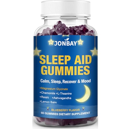 12-in-1 Magnesium Glycinate Sleep Gummies Non Melatonin Sleep Aid Gummies with L-Theanine & Calming Botanicals for Deep Relaxation & Sleep Support Magnesium Supplements for Women & Men 60 Counts