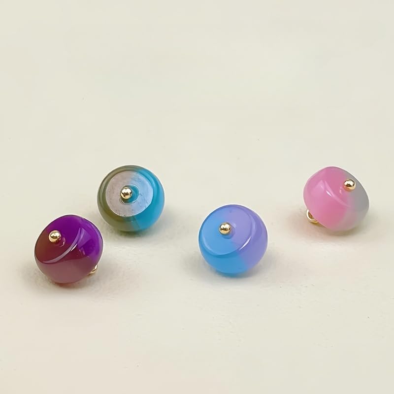Guziki perłowe Guziki perłowe, 60 szt., 10 mm, niebieskie, małe, okrągłe, kulki do rękodzieła z żywicy, guziki na trzonku(7# Blue+dark Gray)
