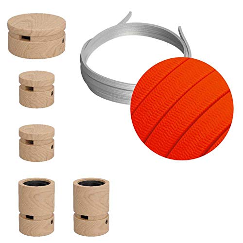 creative cables - Sistema Filé Wiggle Kit - con cavo di 3 m per catenaria e 5 componenti in legno per interni - CF15