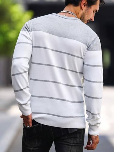 Men's Pullover Sweater Striped Round Neck Long Sleeve Colorblock Casual Sweaters2