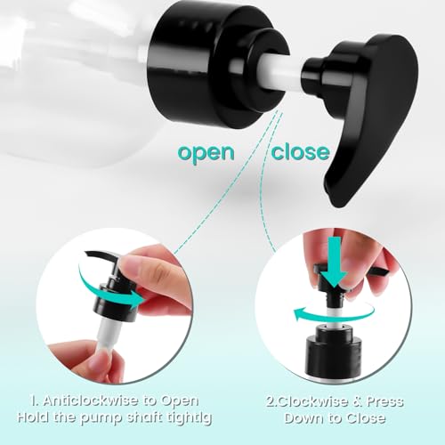 Teyssor Pump Bottle Dispenser Clear 2 Pack 300ml/10oz Empty Plastic Liquid Soap Dispensers, BPA-Free Refillable Container for Essential Oil Shampoo Lotion4