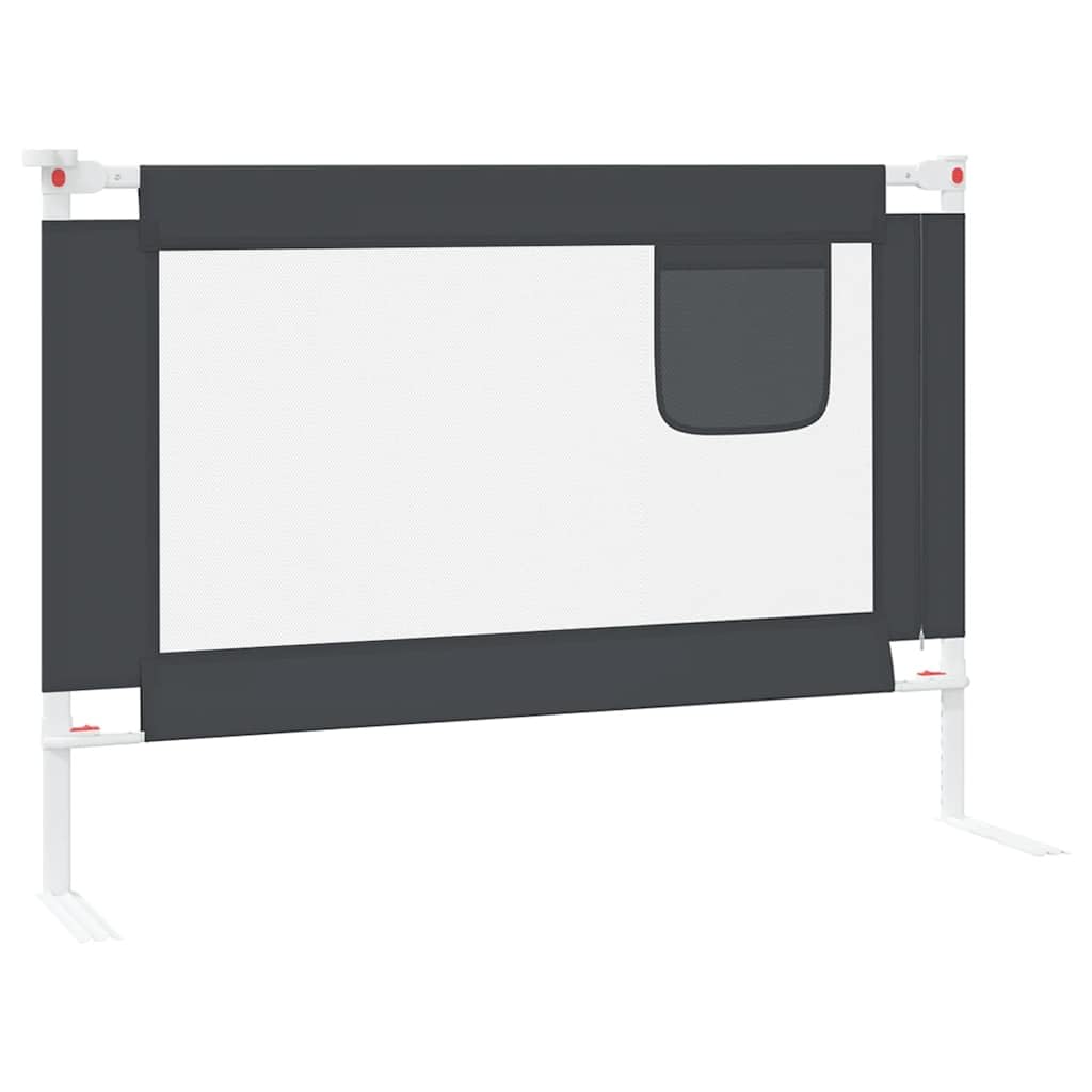 Barrera protectora para cama infantil, color gris oscuro, 90 x 25 cm, tela y metal, altura regulable de 70 a 95 cm, para colchones de 3 a 33 cm, protección contra caídas para seguridad del