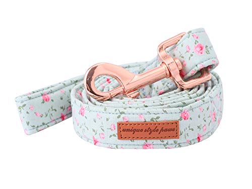 Unique Style Paws Durabel Dog Leash Matching Collar 6 Colors and 3 Size Soft and Comfy Handle for Dogs and Cats
