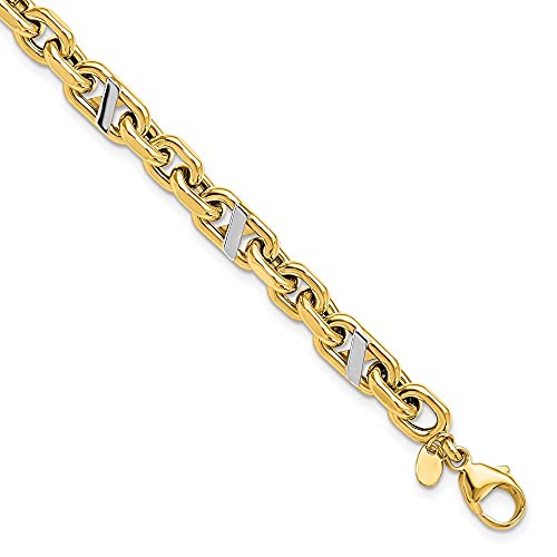 14K Mens Polished Rhodium Nautical Ship Mariner Anchor Bracelet 8.5 Inch Measures 7.8Mm Wide Jewelry Gifts For Men #TOP7