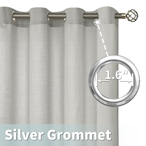 Image of LAMIT Linen Window Curtains for Bedroom, 63 inch Grommet Thick Linen Drapes Light Filtering Privacy Sheer Curtains for Living Room, Set of 2 Panels (52 x 63 Inch, Light Grey)