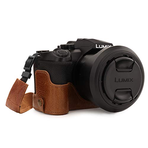 Demi étui cuir véritable MegaGear accès batterie libre pour boîtier Lumix FZ1000 II
