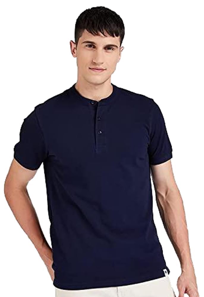 Amazon Brand – Symbol Men’s Cotton Rich Polo T Shirt | Chinese Collar Tshirts | Half Sleeves | Plain – Regular Fit