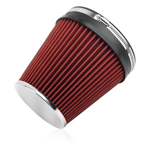 6 ID & 7 Tall Clamp-on Car Cold Air Intake Filter with High Flow Cone Air Filter for Car Cold Airs Intake System to Improve Engine Efficiency Washable Performance Colds Airs Filters