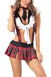 Sin medias SxyBox Picardias Mujer Sexy Disfraz Enfermera Colegiala Cosplay Lenceria Erotica Ropa Interior Conjuntos Club Mini Vestidos para Navidad Halloween