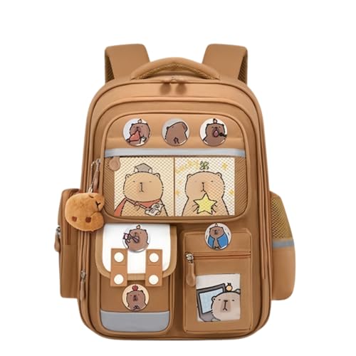 Capybara Backpack for Girls, Large-Capacity Capybara School Supplies with Pencil Case, Stickers, and Others for Kindergarten and Elementary Student