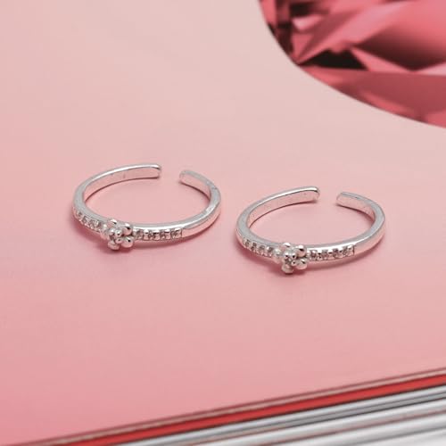 Image of TRUESILVER ACPL 925 Sterling Silver Toe Rings for Women (Adjustable) BIS Hallmarked Multi-Design Bichiya | Pure Chandi Foot Jewelry | Gift for Mom, Anniversary, Birthday, Wedding