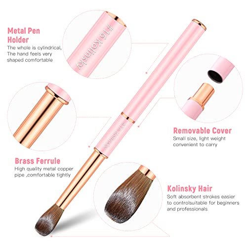 100% Pure Kolinsky Acrylic Nail Brush Size 12 Acrylic Brushes For Nails Round Oval Portable Nail Brushes With Metal Handle For Acrylic Application Acrylic Powder Brush Professional Manicure Tool #TOP4