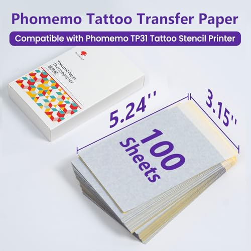 Papier de transfert tatouage Phomemo TP31 stencil carbone 8x13cm