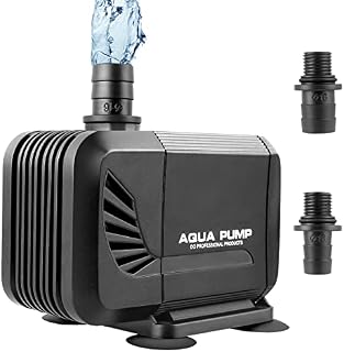 Aquarium Pond Pump 1500 L/H, Submersible Water Pump for Pond Fountain Aquarium Rock Garden, Ultra Quiet Water Feature Pump with Filter and 2 Nozzles 13 mm / 16 mm, Max Delivery Head 1.6 m (15 W)