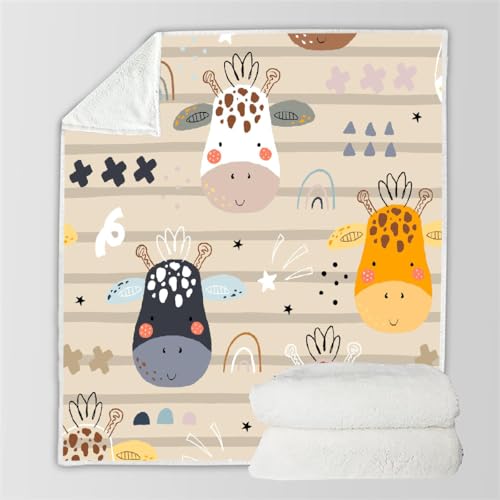 RFFLUX 3D Giraffe Kuscheldecke 100x130 cm Microfaser Flanell Decke Kawaii Tiere Wohndecke Sommer Leichte Weiche Winter Warme Blanket Tagesdecke Sofadecke Couchdecke（Stil 92-5）