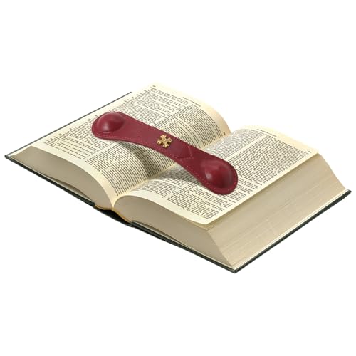 Image of Book Weight Holder Wooden Thumb Book Page Open Weighted Bookmark Corner Reading Accessories Office Desk Decor Executive Gift for Writer Reader (Red)
