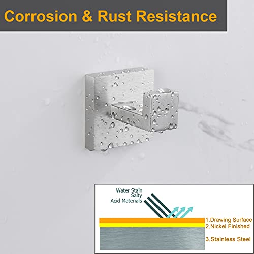 Nolimas Bathroom Towel Hook Sus304 Stainless Steel Square Clothes Coat Robe Hooks Cabinet Closet Door Sponges Hanger For Bath Kitchen Garage,Heavy Duty Wall Mounted,Brushed Nickel Finish,2Pack #TOP3