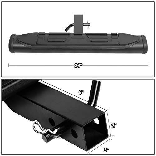 Auto Dynasty Universal 26 Inches Black Powder Coated Oval Rear Tow Hitch Step Bar Board for 2 Inches Receiver Pickup Truck SUV Trailer