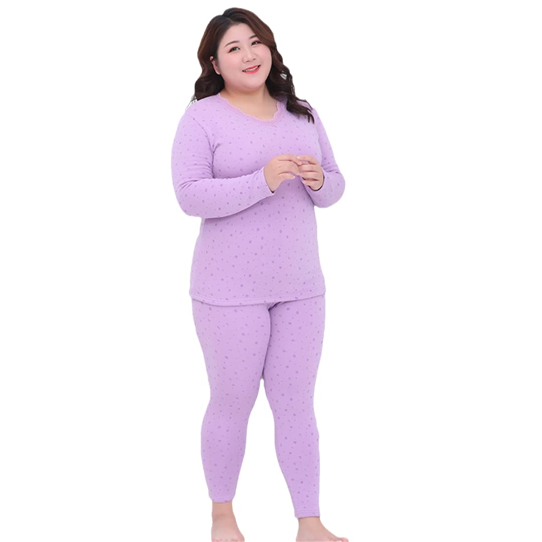 Damen Thermounterwäsche Set Große Größe Tops und Hose Zweiteilig