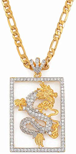 Preisvergleich Produktbild niuziyanfa Co.,ltd Zirkonia Glückverheißende Drachenanhänger Halsketten für Männer Frauen Goldfarbe Schmuck Maskottchen Ornamente Glückssymbol