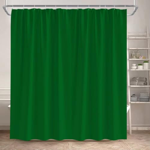 Rideau de douche uni vert en polyester 130x220 avec crochets inclus